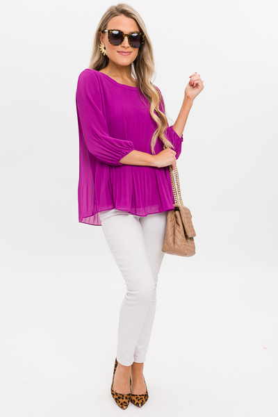Sure to Pleats Blouse, Mulberry
