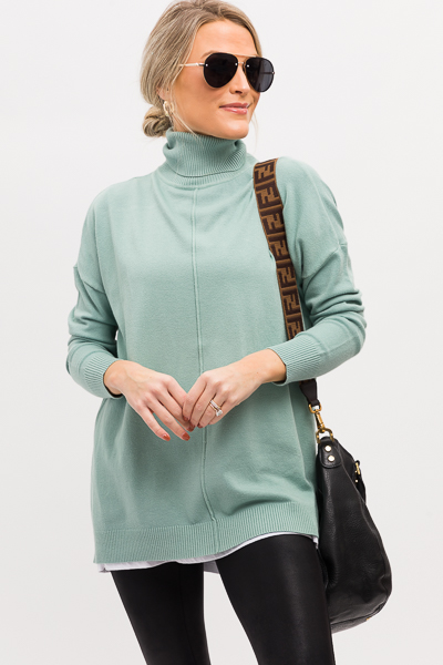 Caroline Turtleneck, Mint Green