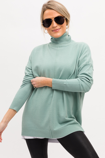 Caroline Turtleneck, Mint Green