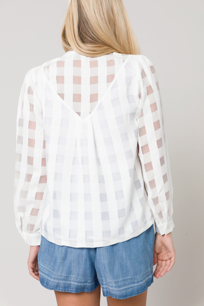 Seeing Squares Button Top, Ivory