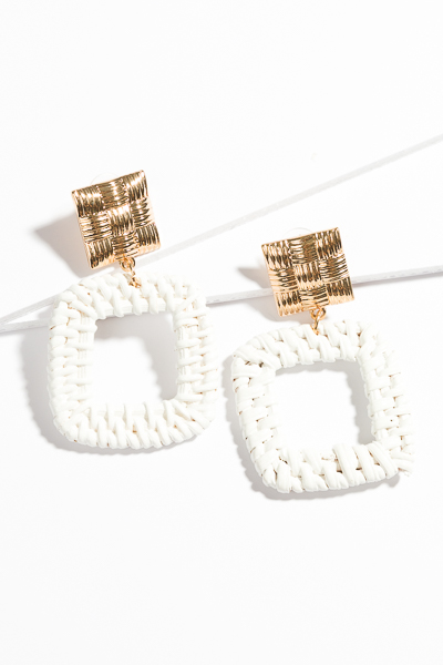 White Basket Earrings