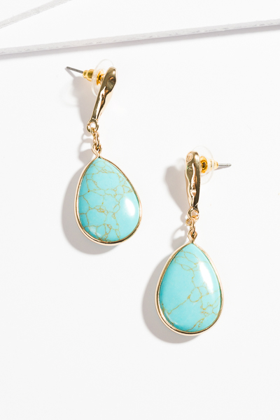 Hammered Gold Turquoise Teardrops