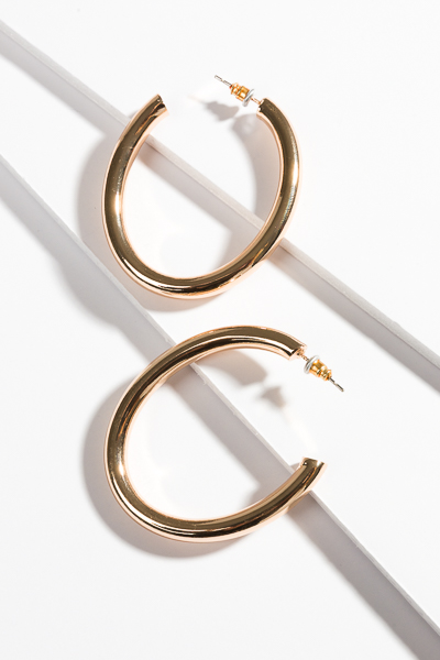 Oval Hoops, Polished Gold
