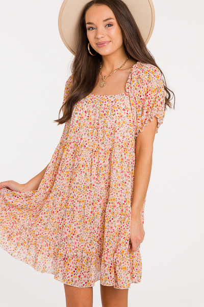 Hannah Floral Dress, Cream Mix