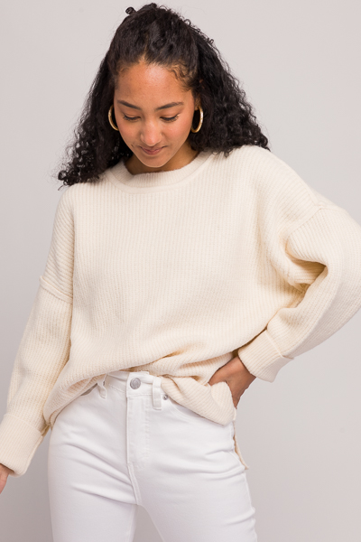 Luna Solid Sweater, Ivory