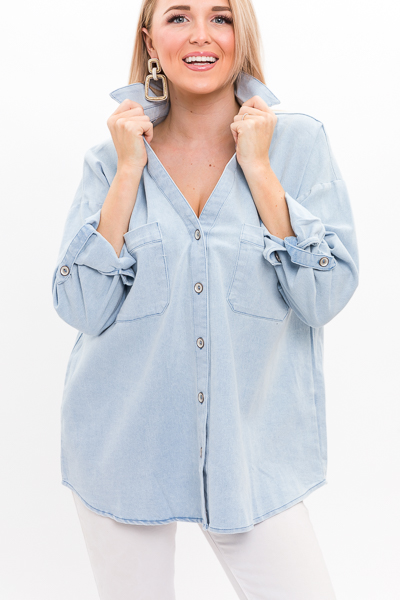 Chambray Silver Buttons Top