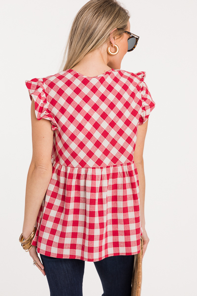 Red Gingham Babydoll Top