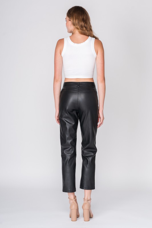 Faux Leather Pants, Black