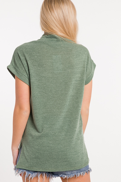 Short Sleeve Mock Neck, Olive