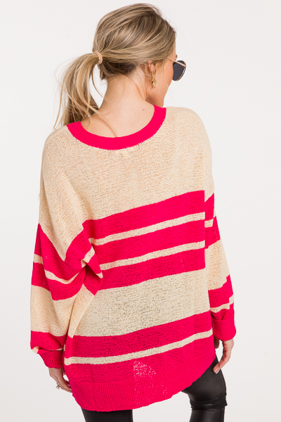 Layne Stripe Sweater, Berry