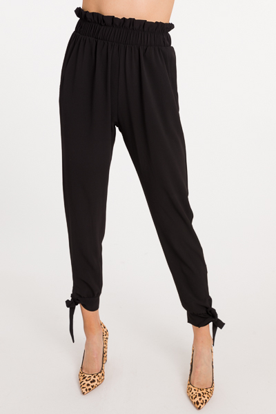 Ankle Tie Pants, Black