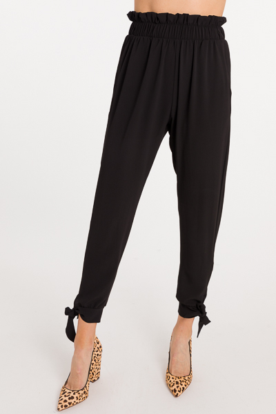 Ankle Tie Pants, Black