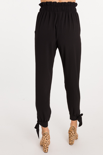 Ankle Tie Pants, Black