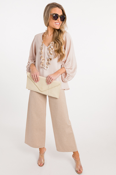 Textured Puff Sleeve Top, Champagne