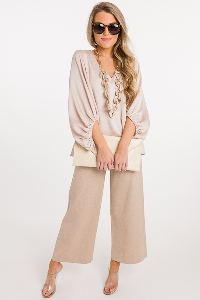 Textured Puff Sleeve Top, Champagne