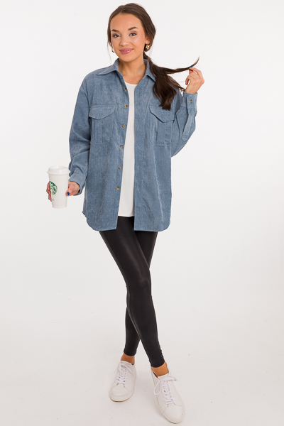Corded Button Tunic, Dusty Blue
