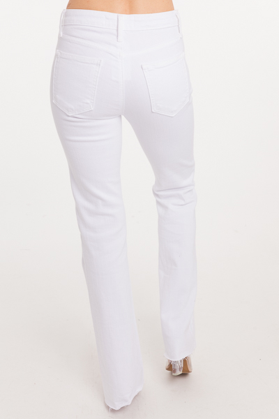 High Rise Flare, White - Jeans - Bottoms - The Blue Door Boutique