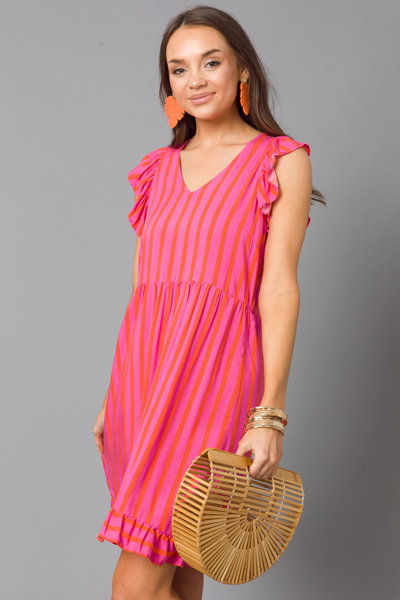 Pink & Tangerine Stripe Dress main image 1