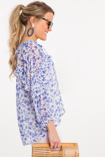 Floaty Blouse, Blue Floral