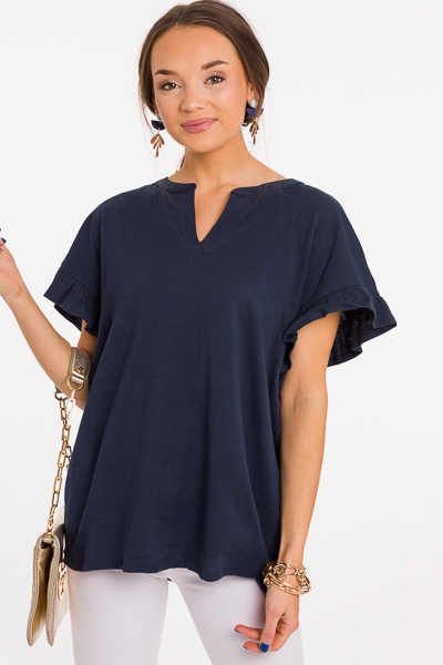 Candace Cotton Top, Navy