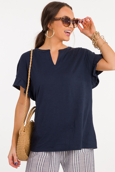 Candace Cotton Top, Navy