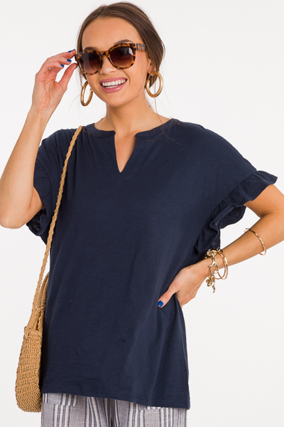 Candace Cotton Top, Navy