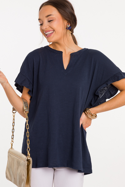 Candace Cotton Top, Navy