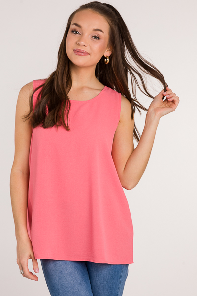 Solid Sleeveless Tank, Coral