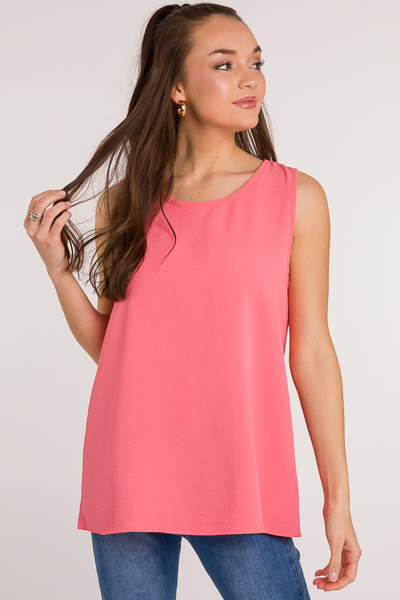 Solid Sleeveless Tank, Coral