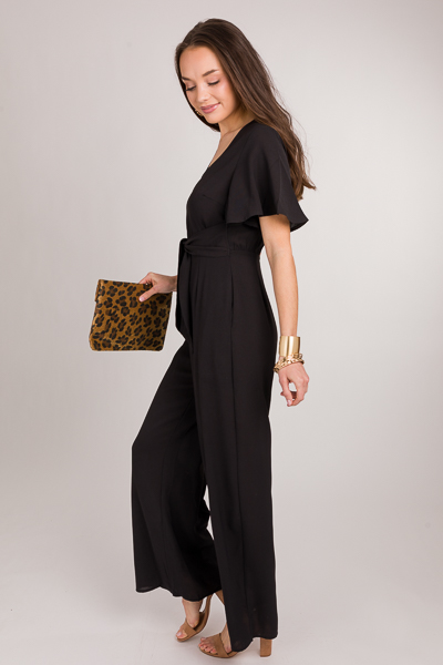 Polly Tie Front Jumpsuit, Black