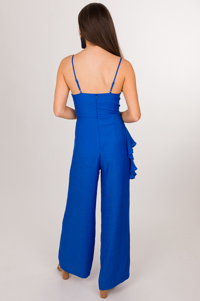 Strappy Ruffle Jumpsuit, Royal