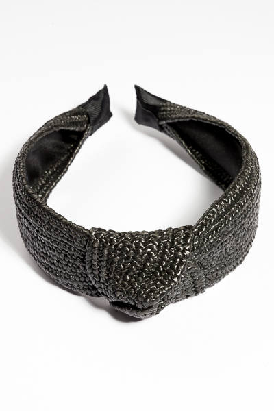 Raffia Headband, Solid Black