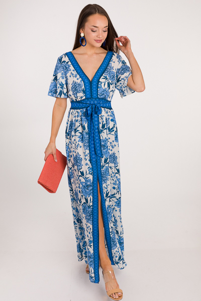 Front Slit Chinoisserie Maxi