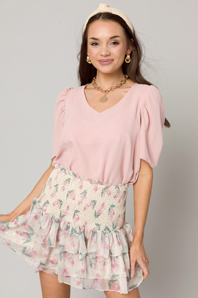 Whimsy Floral Smock Skirt