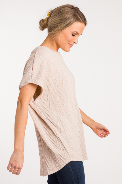 Textured Lanes Sweater, Light Taupe