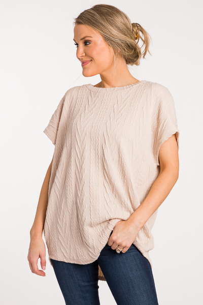 Textured Lanes Sweater, Light Taupe