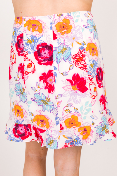 Colorful Flowers Skirt, Ivory