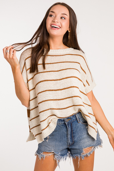 Flipped Stripes Sweater, Camel