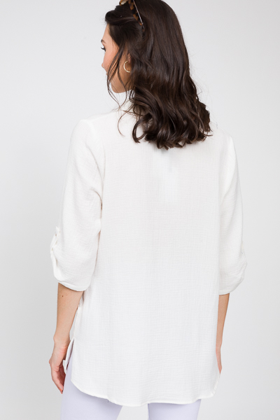 Out of Pocket Gauze Tunic, White