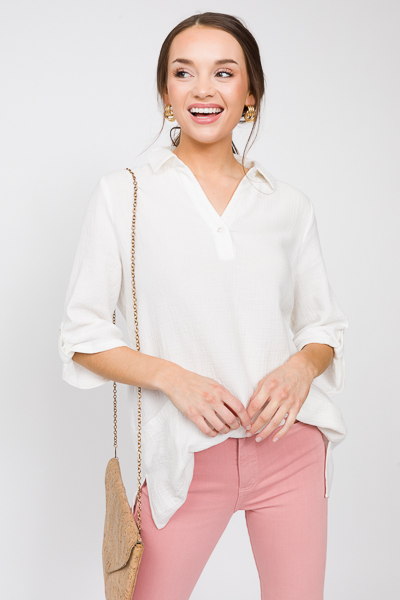 Out of Pocket Gauze Tunic, White