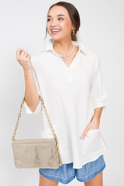 Out of Pocket Gauze Tunic, White