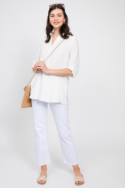 Out of Pocket Gauze Tunic, White