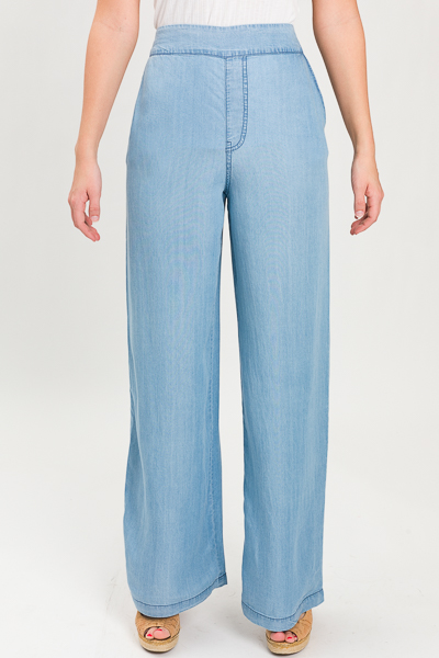 Palazzo Tencel Pants, Light Blue