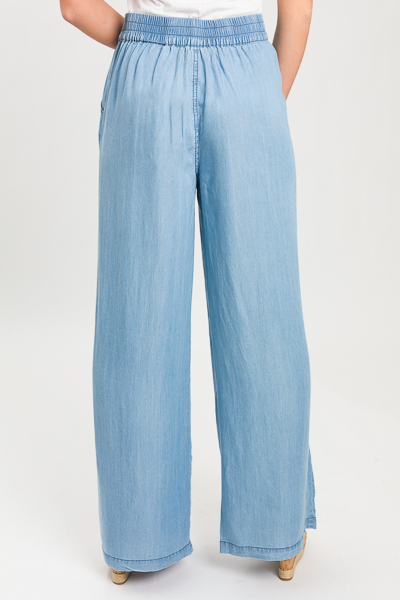 Palazzo Tencel Pants, Light Blue