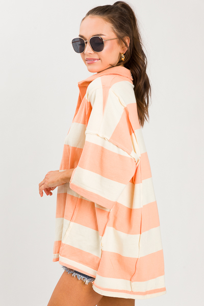 Oversize Stripe Pullover, Peach