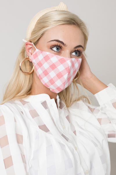 Gingham Check Mask, Red
