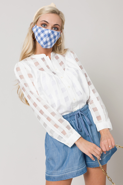 Gingham Check Mask, Blue