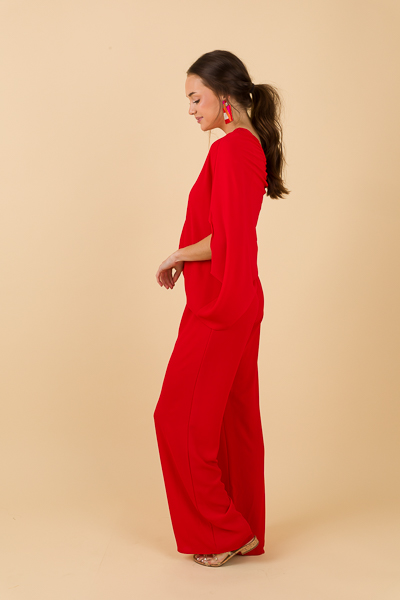 Alyssa 1 Shoulder Jumpsuit, Red