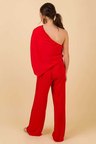 Alyssa 1 Shoulder Jumpsuit, Red