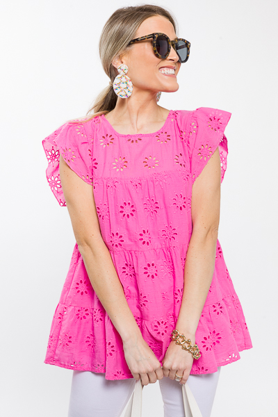 Quartet Eyelet Top, Hot Pink